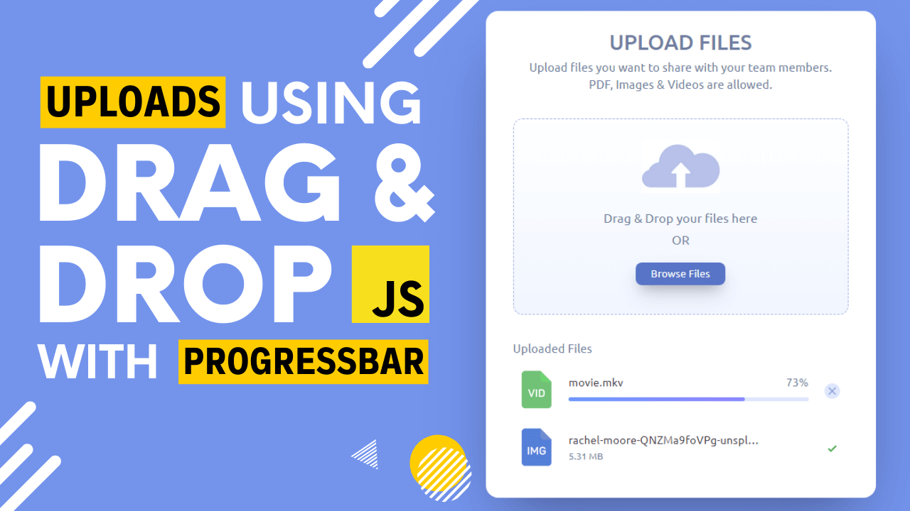 Upload multiple files using drag and drop HTML, CSS & Javascript
